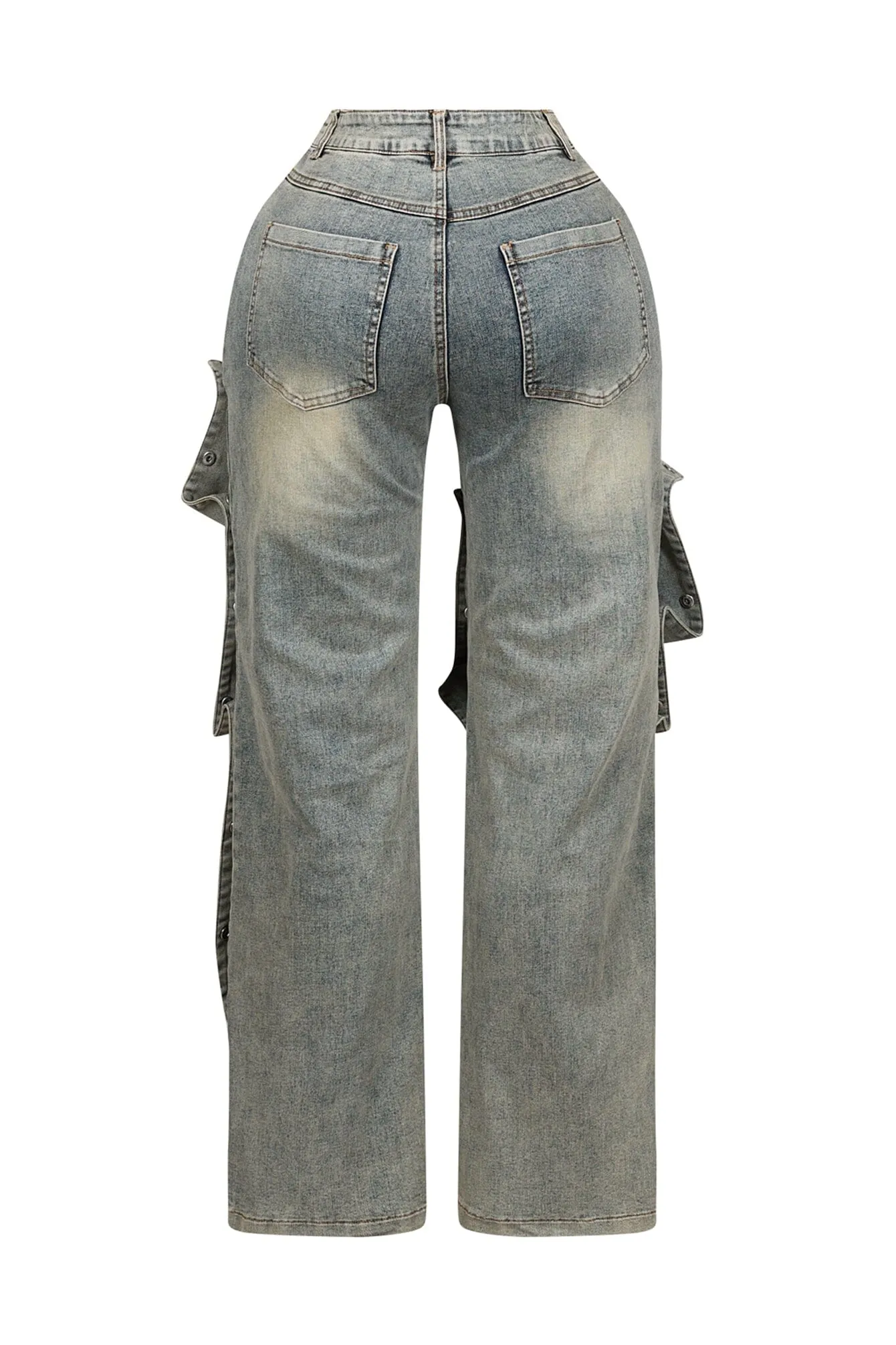 Hazel Snap Button Baggy Jeans