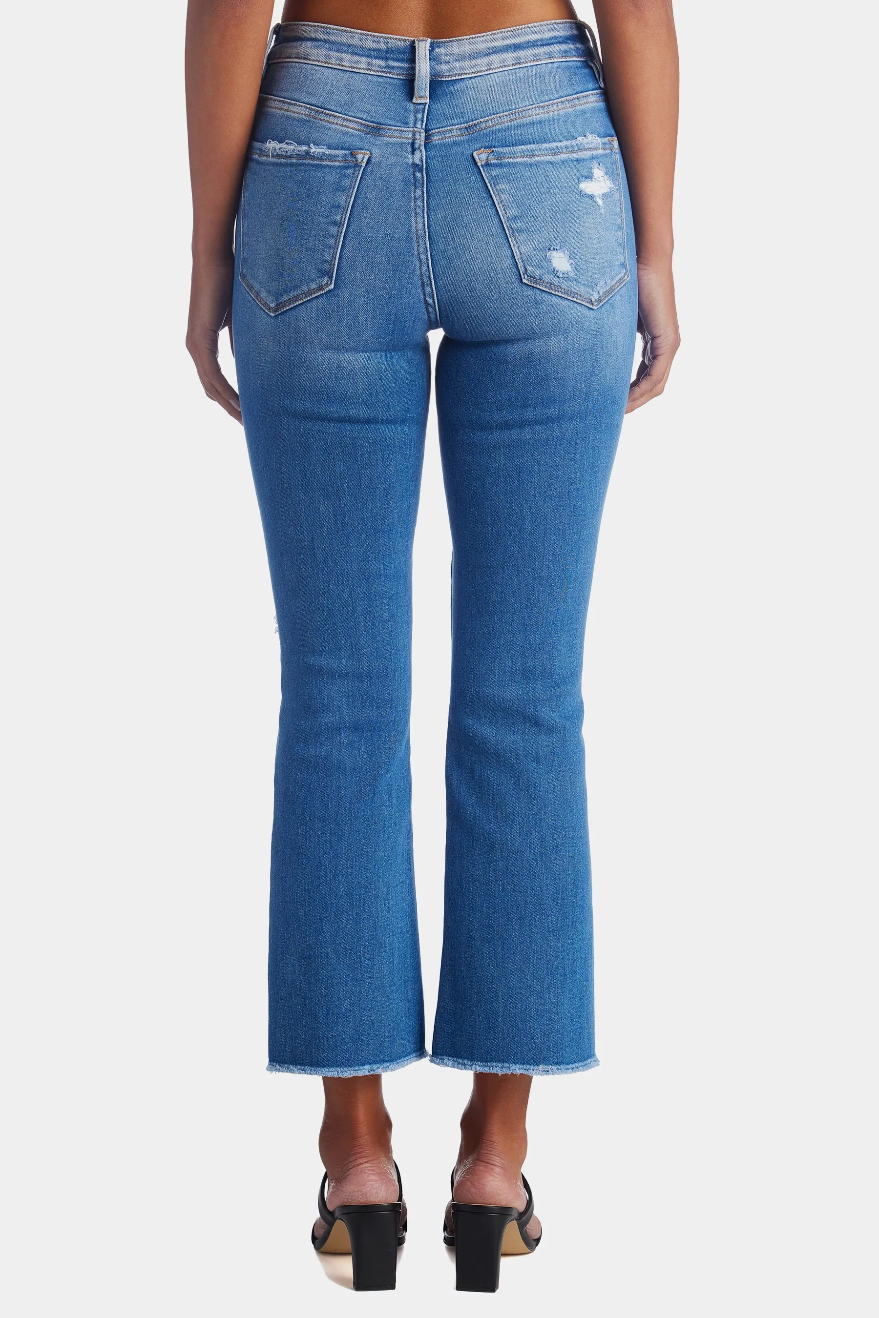 High Rise Crop Flare Jeans