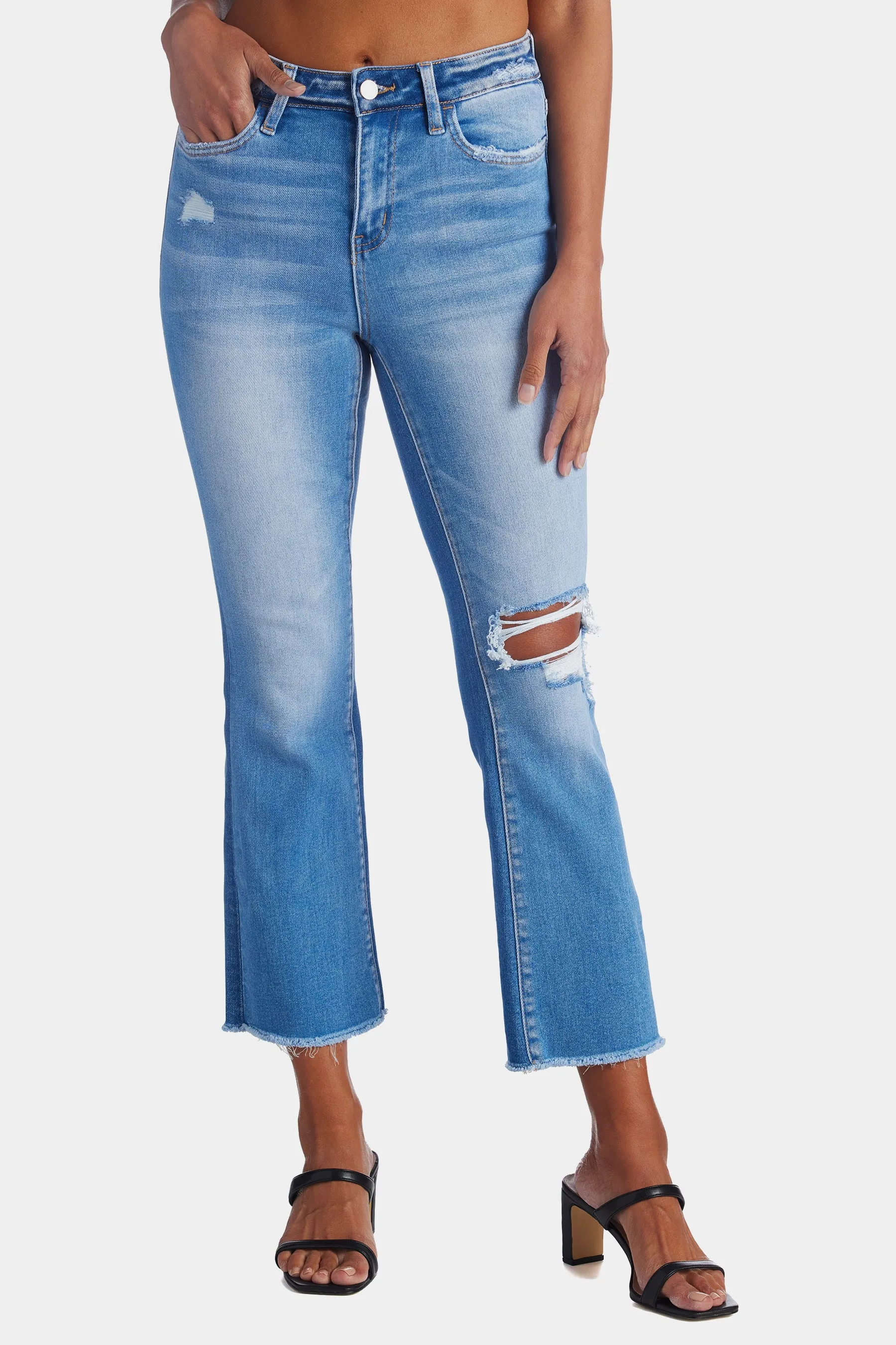 High Rise Crop Flare Jeans