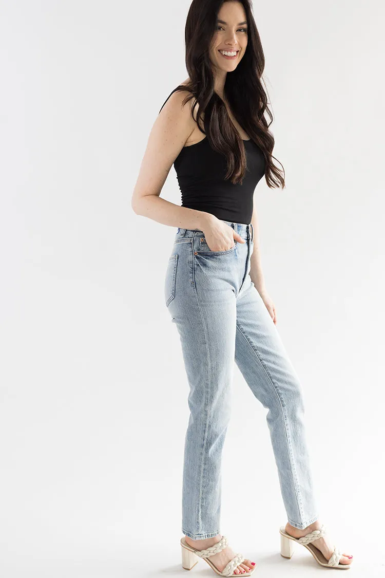 High Rise Slim Straight "Wink" Wash Jean