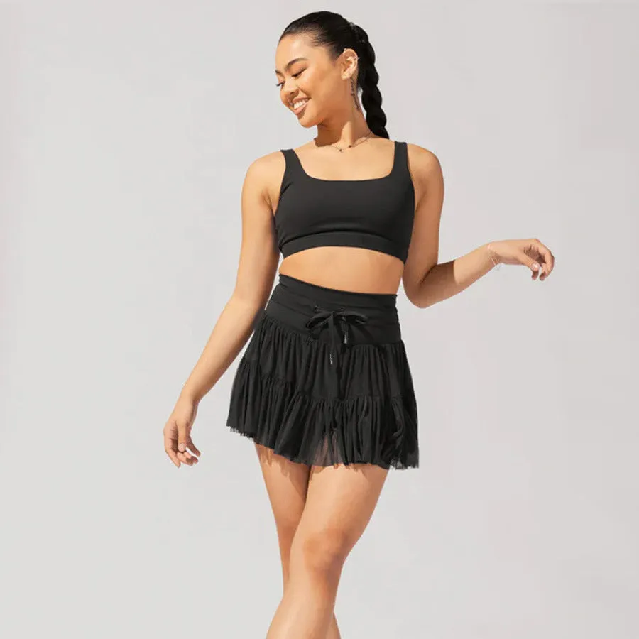 High Waist Lace-Up Pleated Skirt