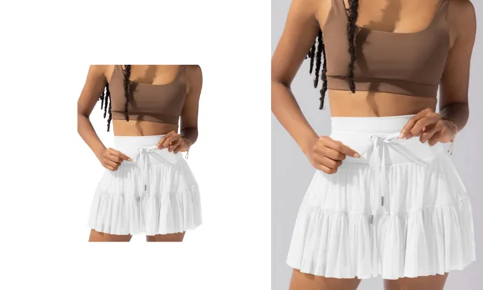 High Waist Lace-Up Pleated Skirt