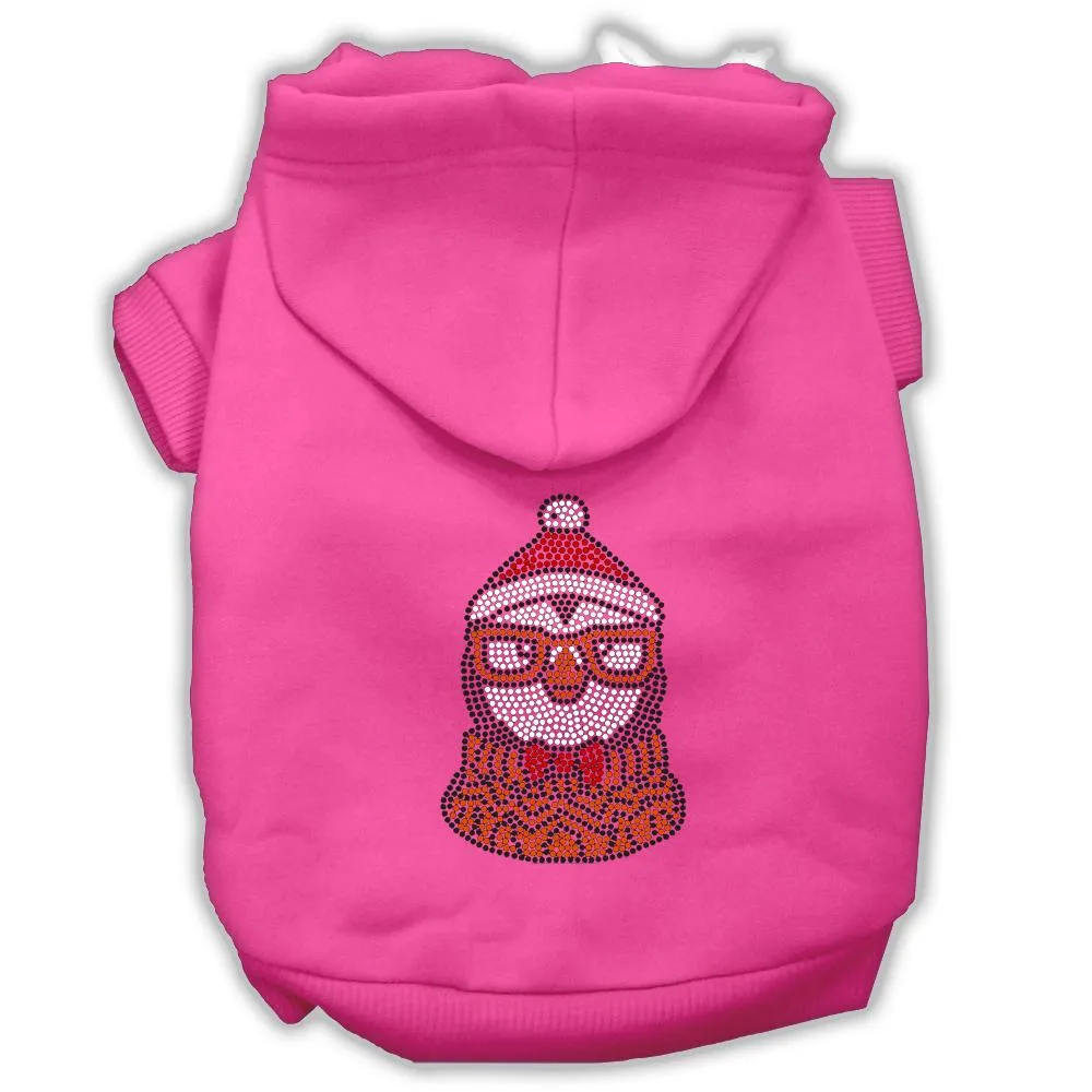 Hipster Penguin Rhinestone Dog Hoodie Bright Pink L (14)