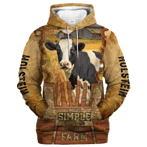 Holstein Life Is Simple A Farm Hoodie, Cute Hoodie 3D Print For Adults