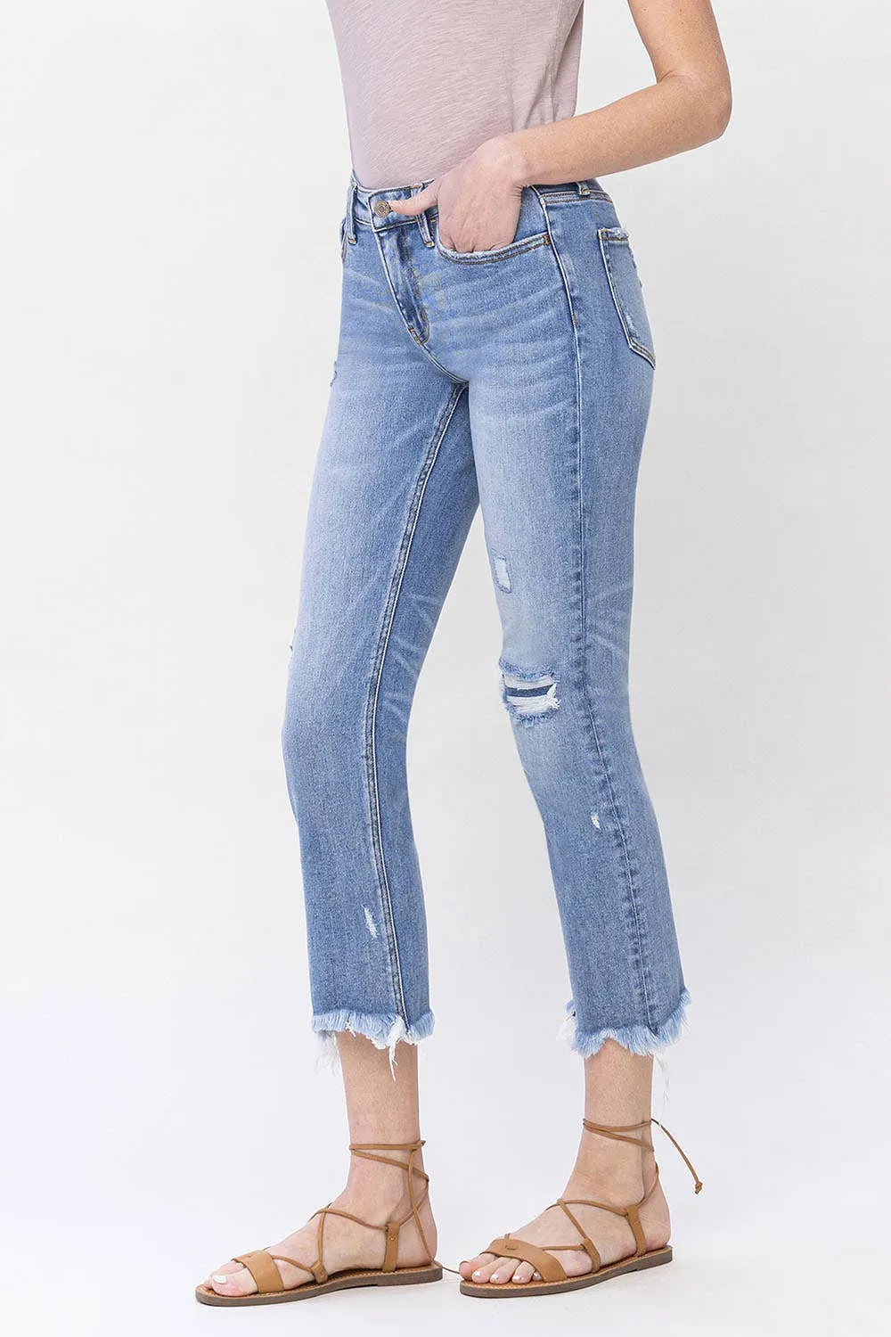 IMPROVING MID RISE CROP SLIM STRAIGHT JEANS