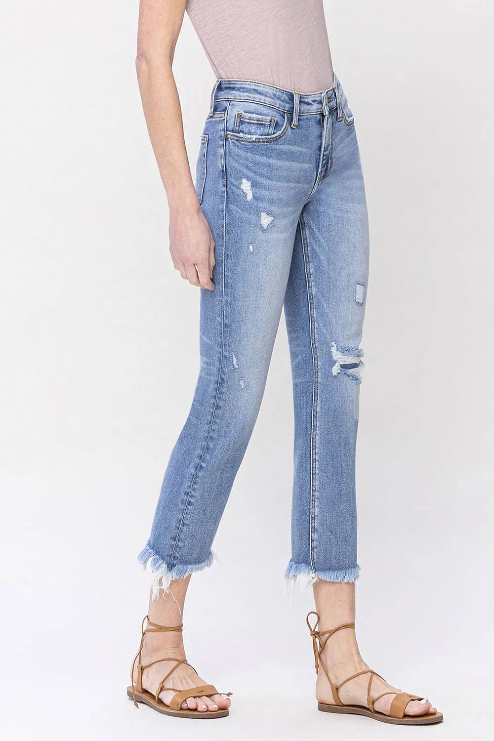 IMPROVING MID RISE CROP SLIM STRAIGHT JEANS