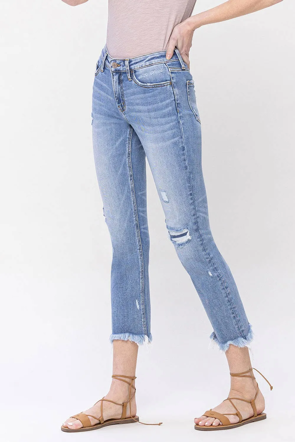 IMPROVING MID RISE CROP SLIM STRAIGHT JEANS