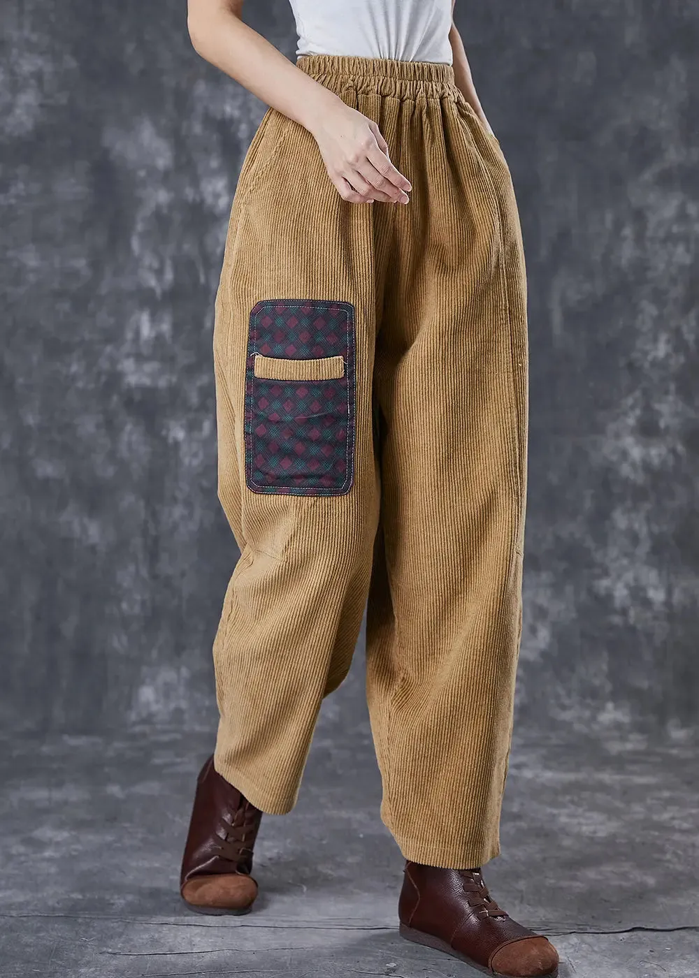 Italian Applique Corduroy Pants Trousers Spring