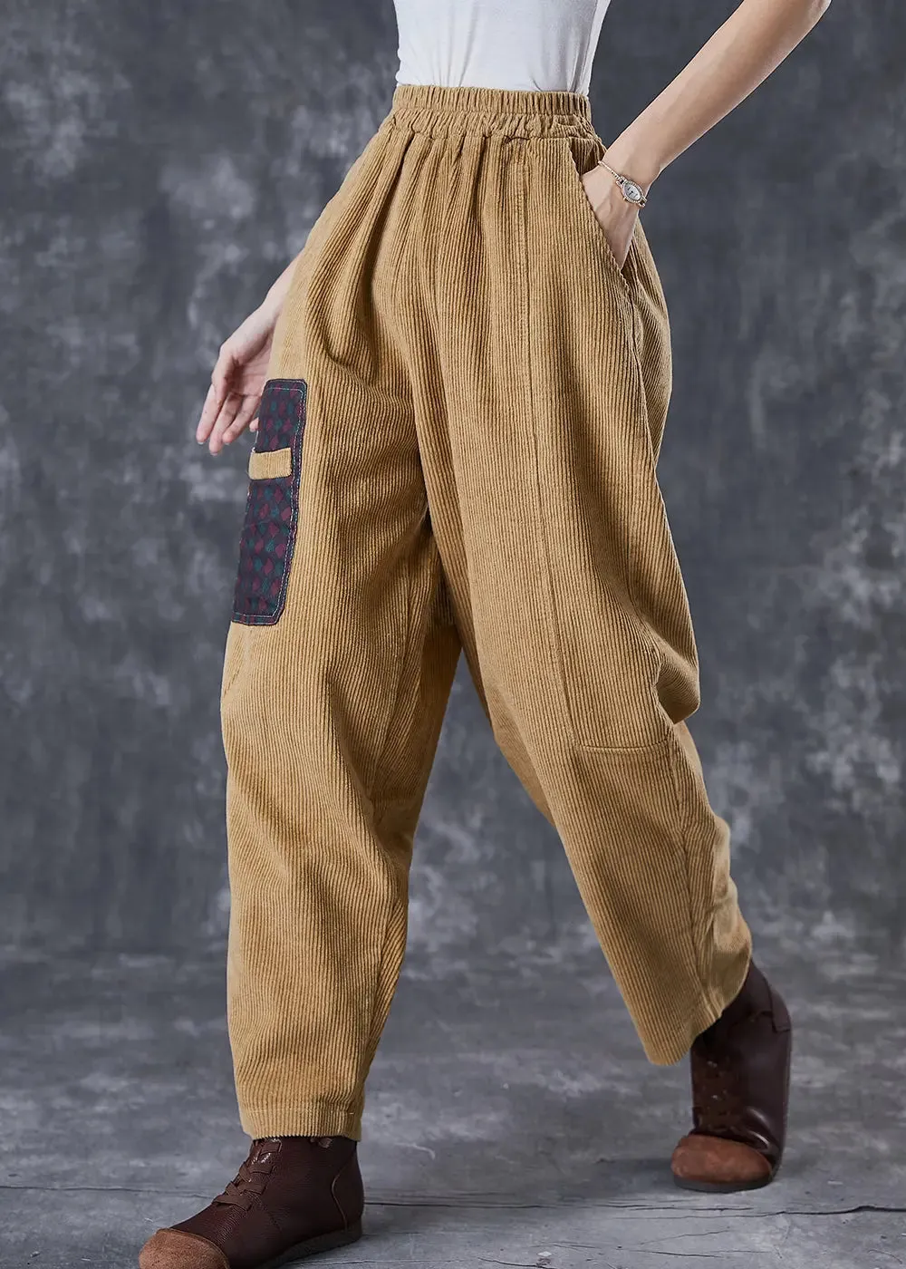 Italian Applique Corduroy Pants Trousers Spring