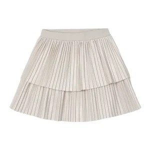 Ivory Pleated Overlay Skirt