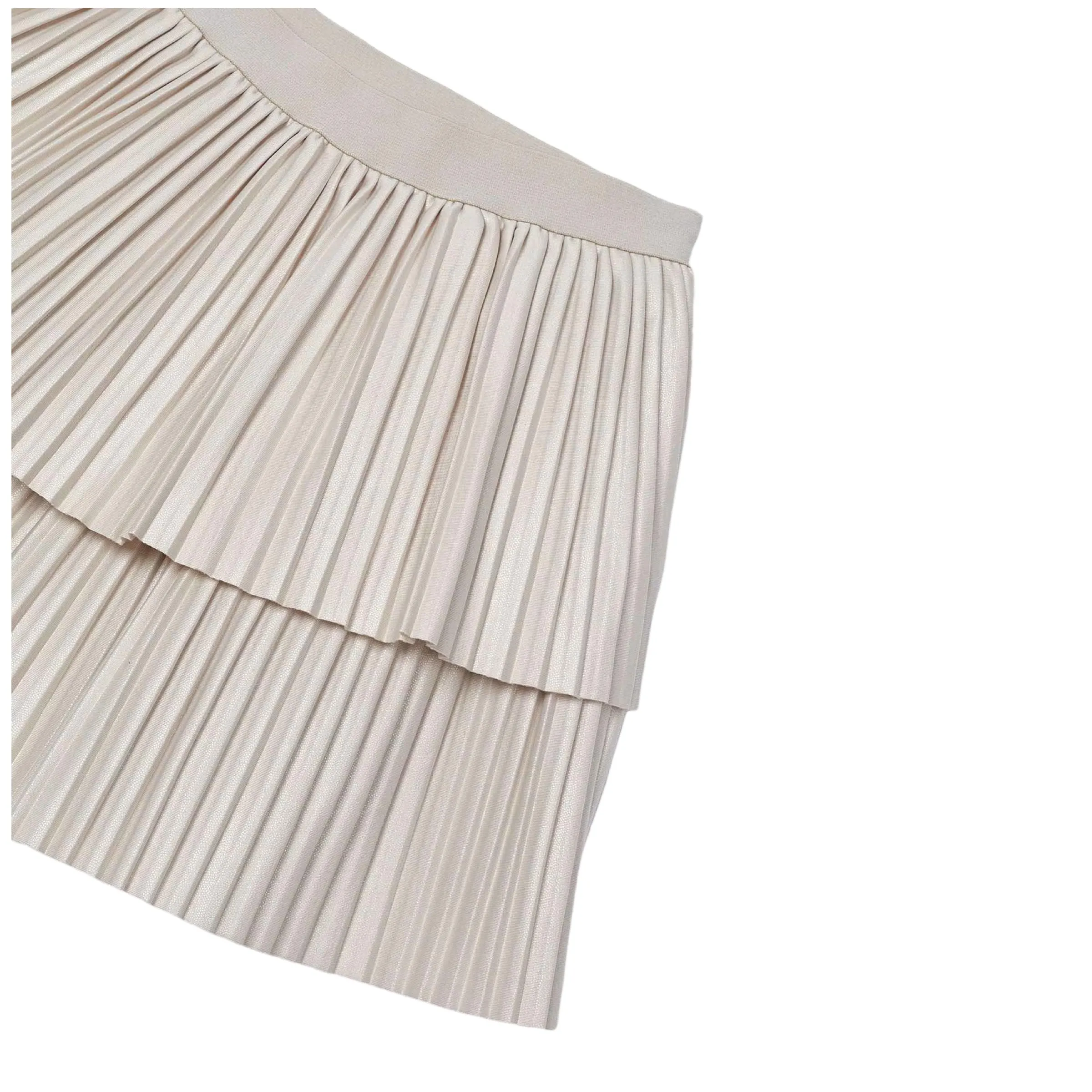 Ivory Pleated Overlay Skirt