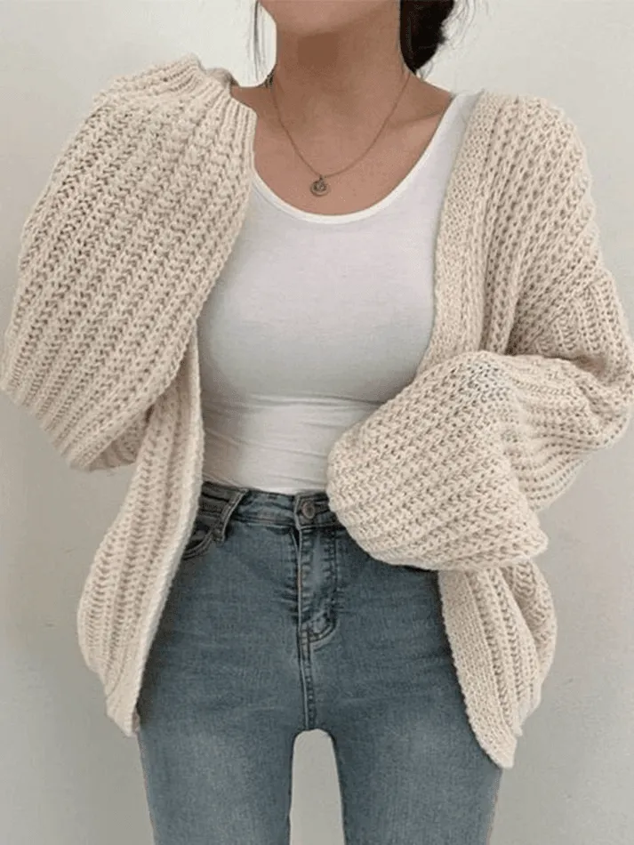 Joskaa Open Front Long Sleeve Knit Cardigan