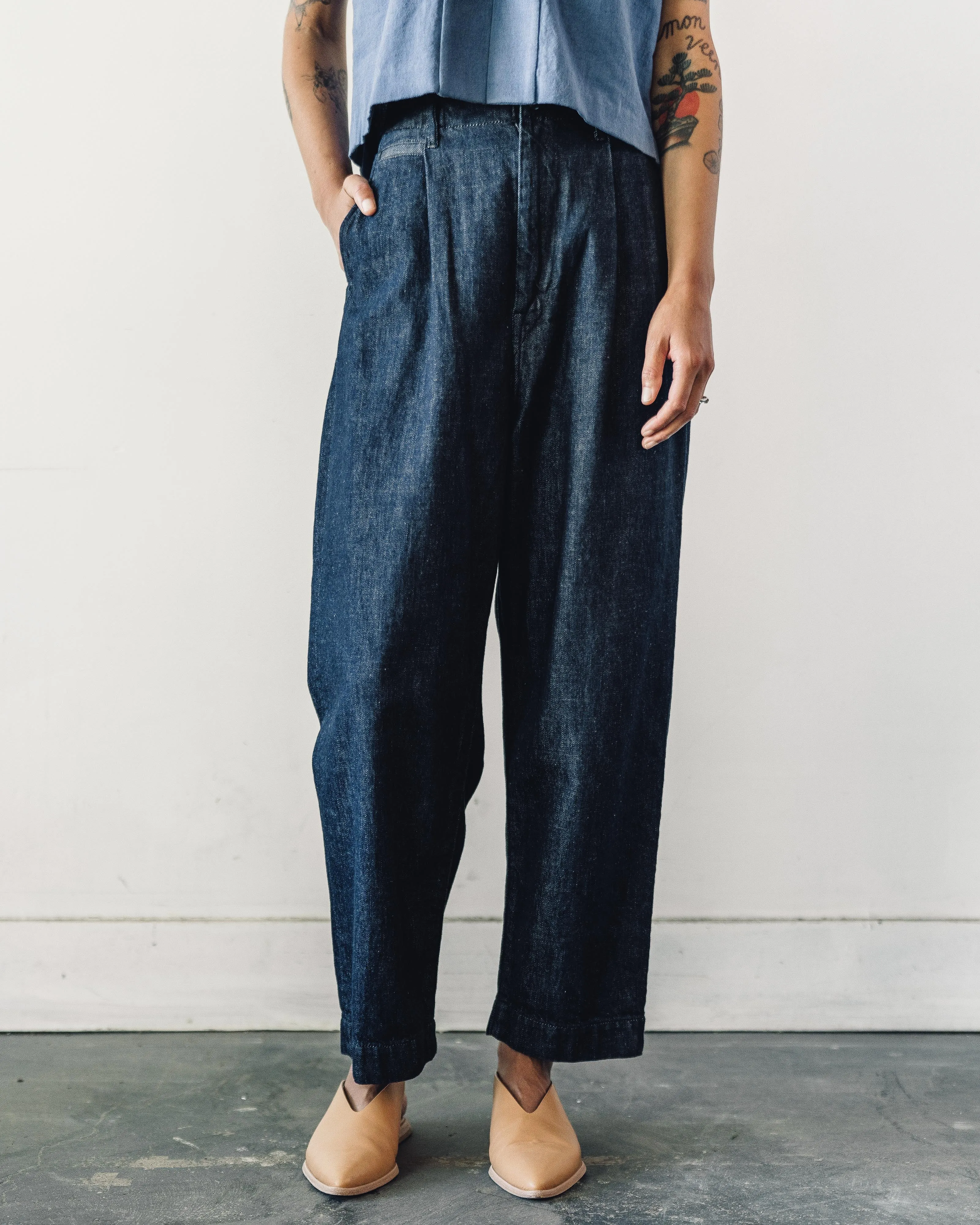 Kapital 11.5oz Denim High Waist NIME Pants, Indigo