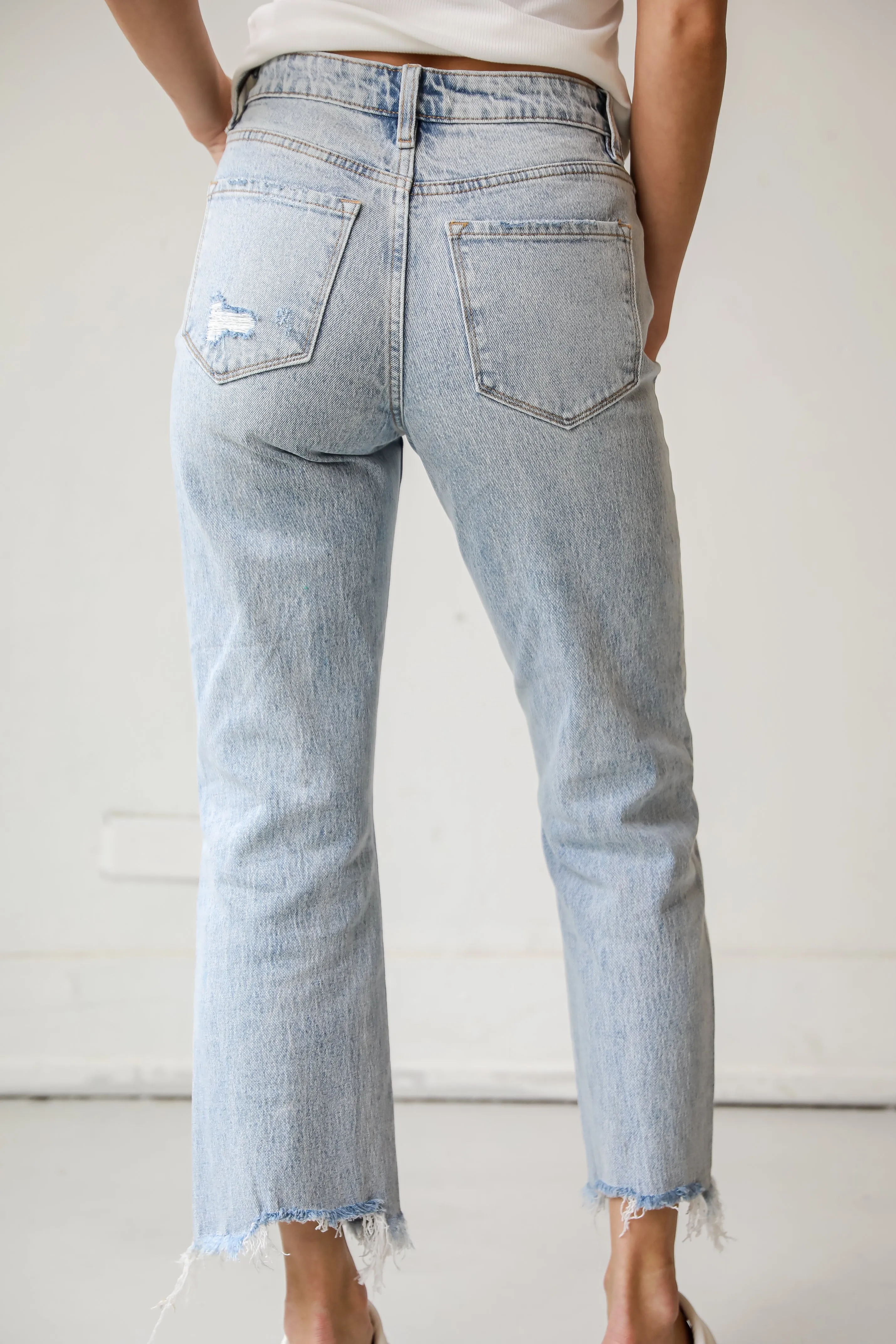 Kendall Light Wash Distressed Dad Jeans