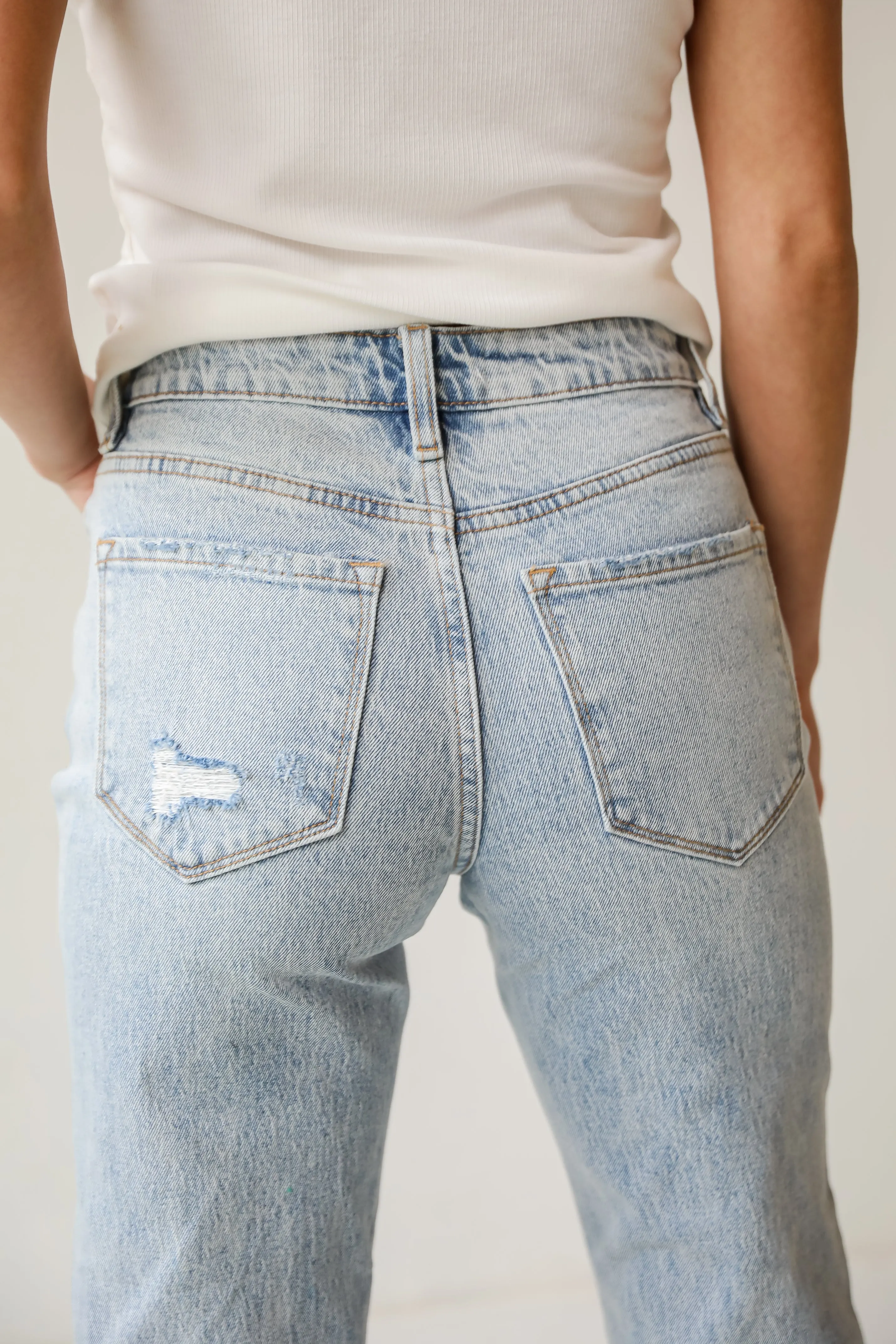 Kendall Light Wash Distressed Dad Jeans