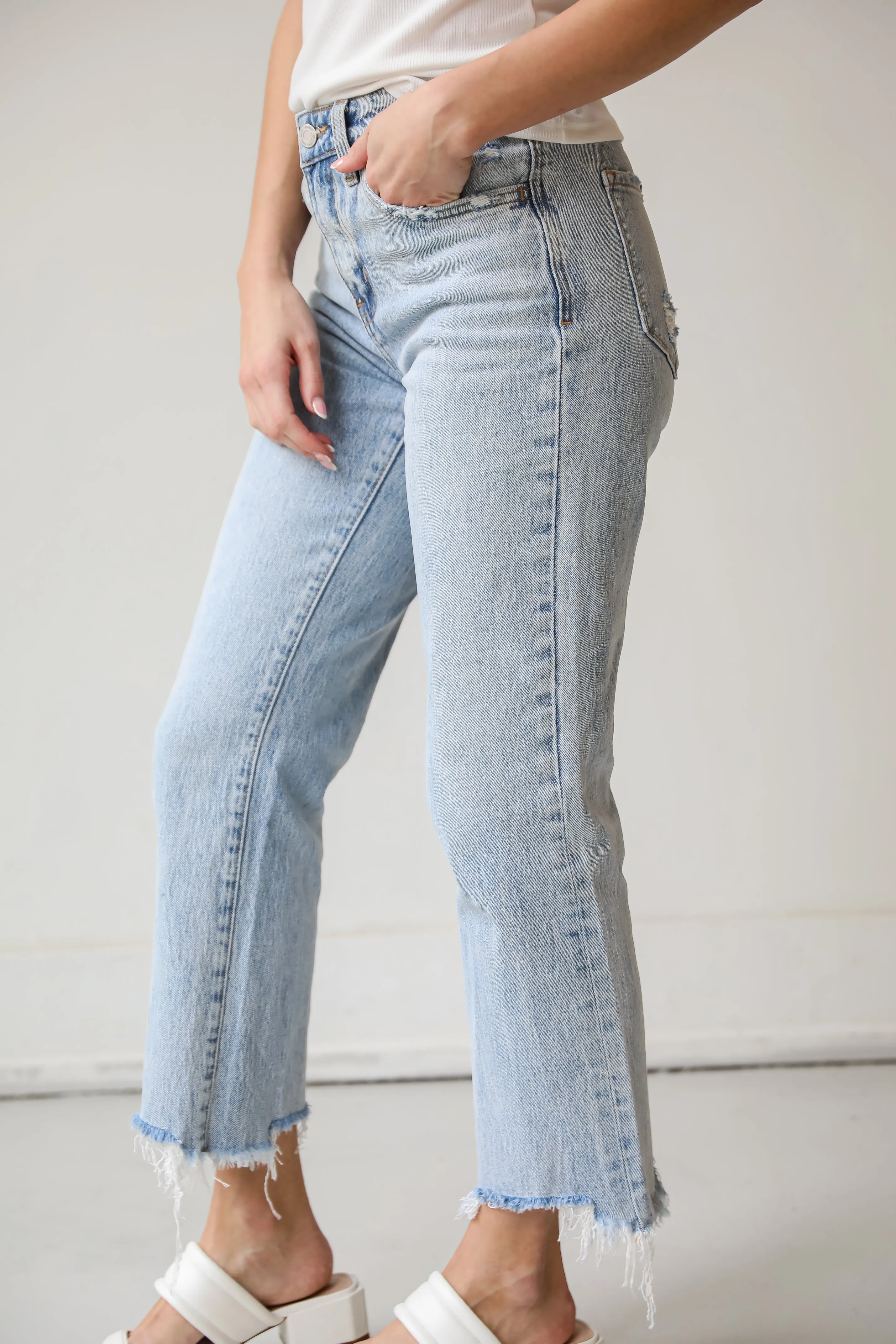 Kendall Light Wash Distressed Dad Jeans