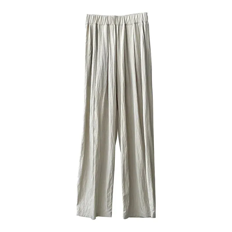 [Korean Style] 4 Colors Flowy Pleated Wide Leg Casual Pants