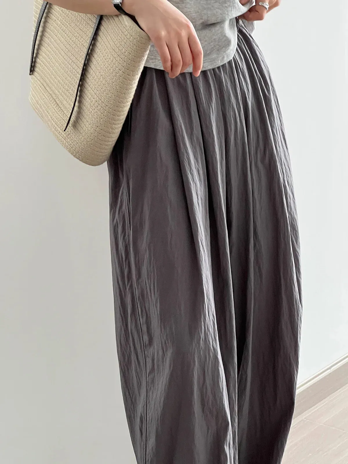 [Korean Style] 4 Colors Flowy Pleated Wide Leg Casual Pants