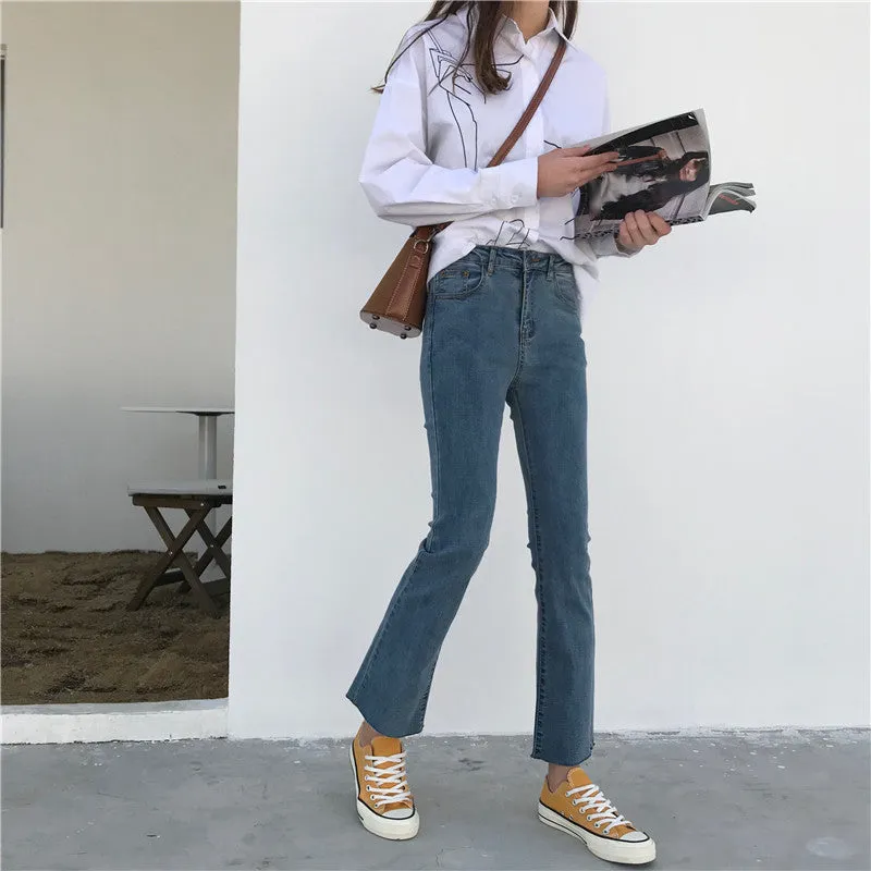 [Korean Style] Claire High Waist Ankle Length Flare Jeans