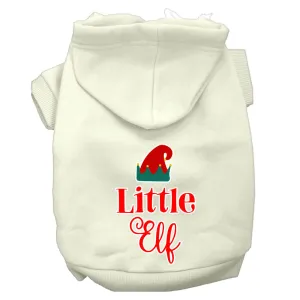 Little Elf Screen Print Dog Hoodie Cream Xl