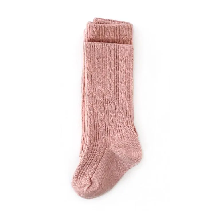 Little Stocking Co Cable Knit Tights - Blush