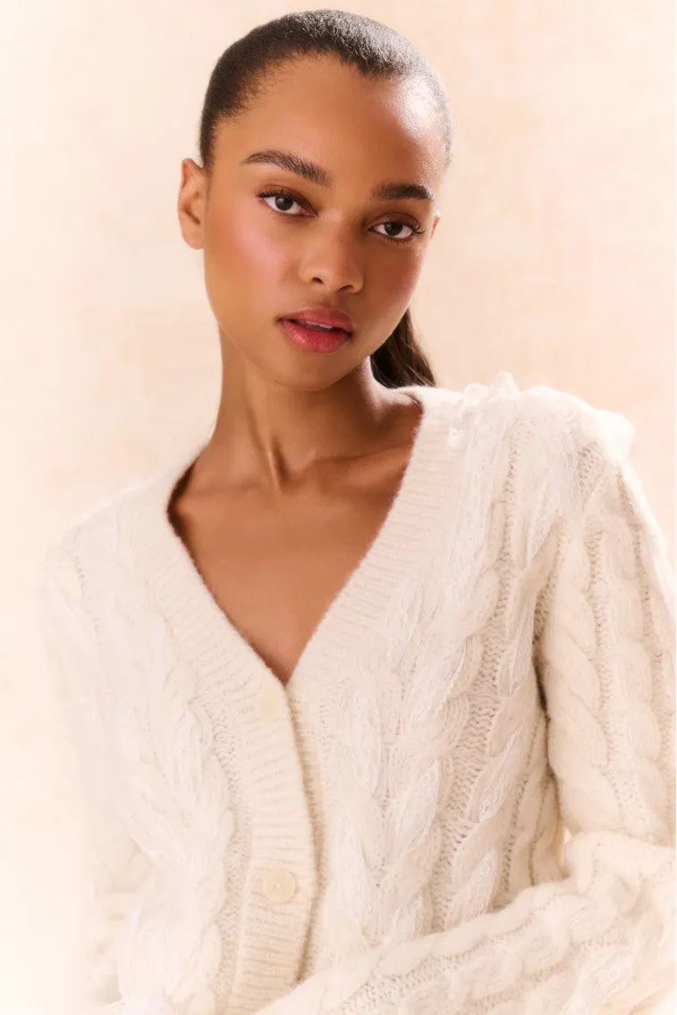 Louella Wool Knit Cardigan - SNOW