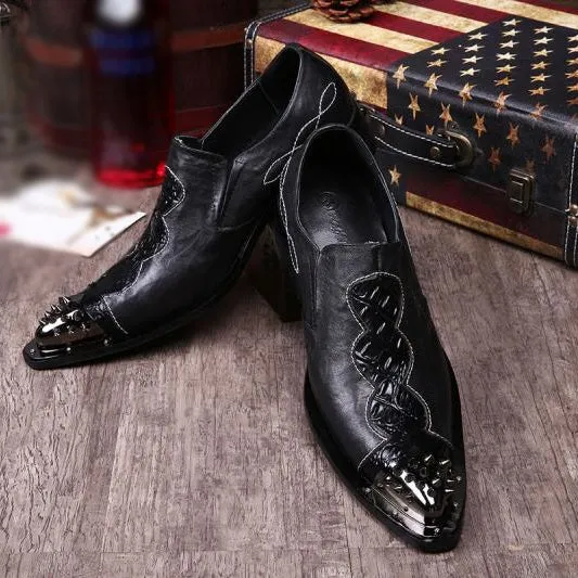 Low Top Steel Toe Slip on Pointed Men Oxford Shoes