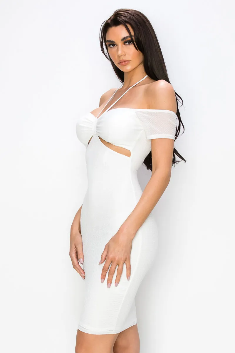 LUX HALTER NECK SIDE CUTOUT BODYCON DRESS