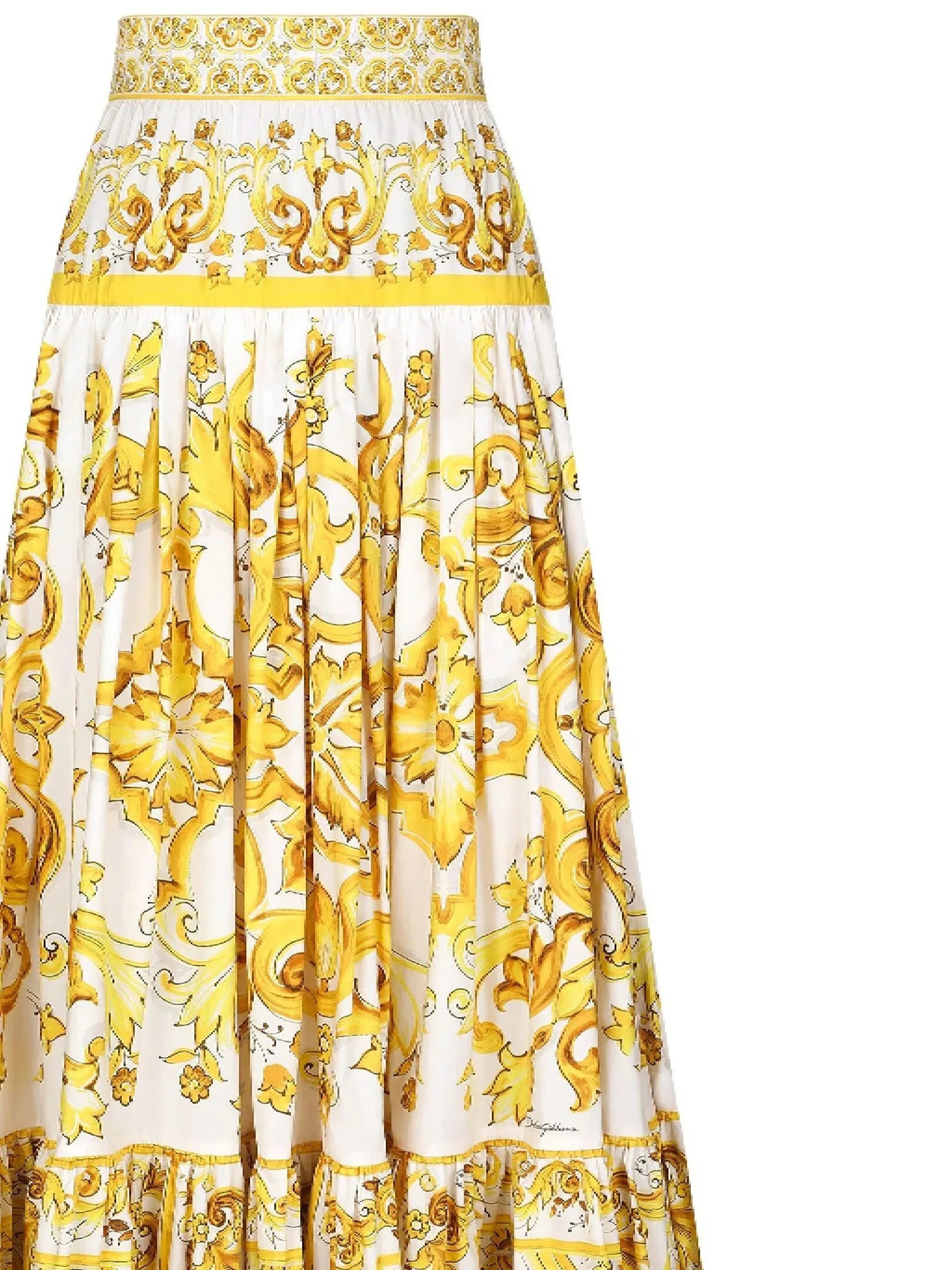 Majolica Print High-Waisted Midi Skirt