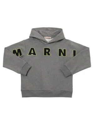 Marni Junior   Logo embroidery cotton hoodie 