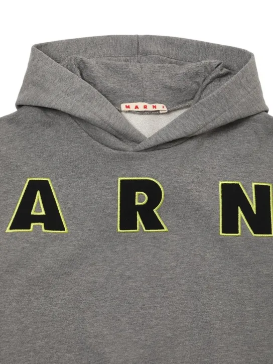 Marni Junior   Logo embroidery cotton hoodie 