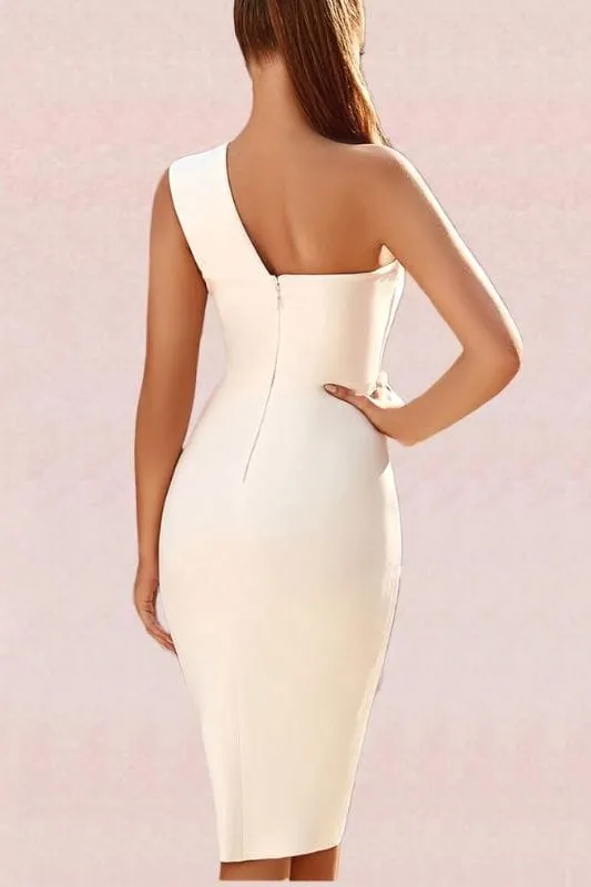 Mel Bodycon Midi Dress - Pearl White