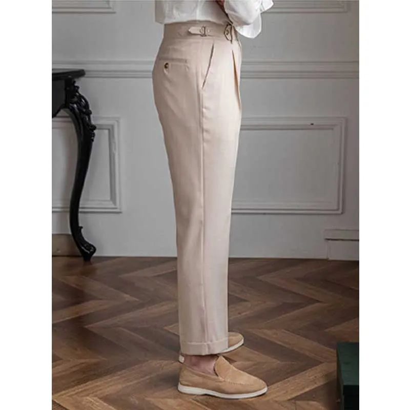 Men's Business British Thin Retro High Waist Pants Casual Suit Pants