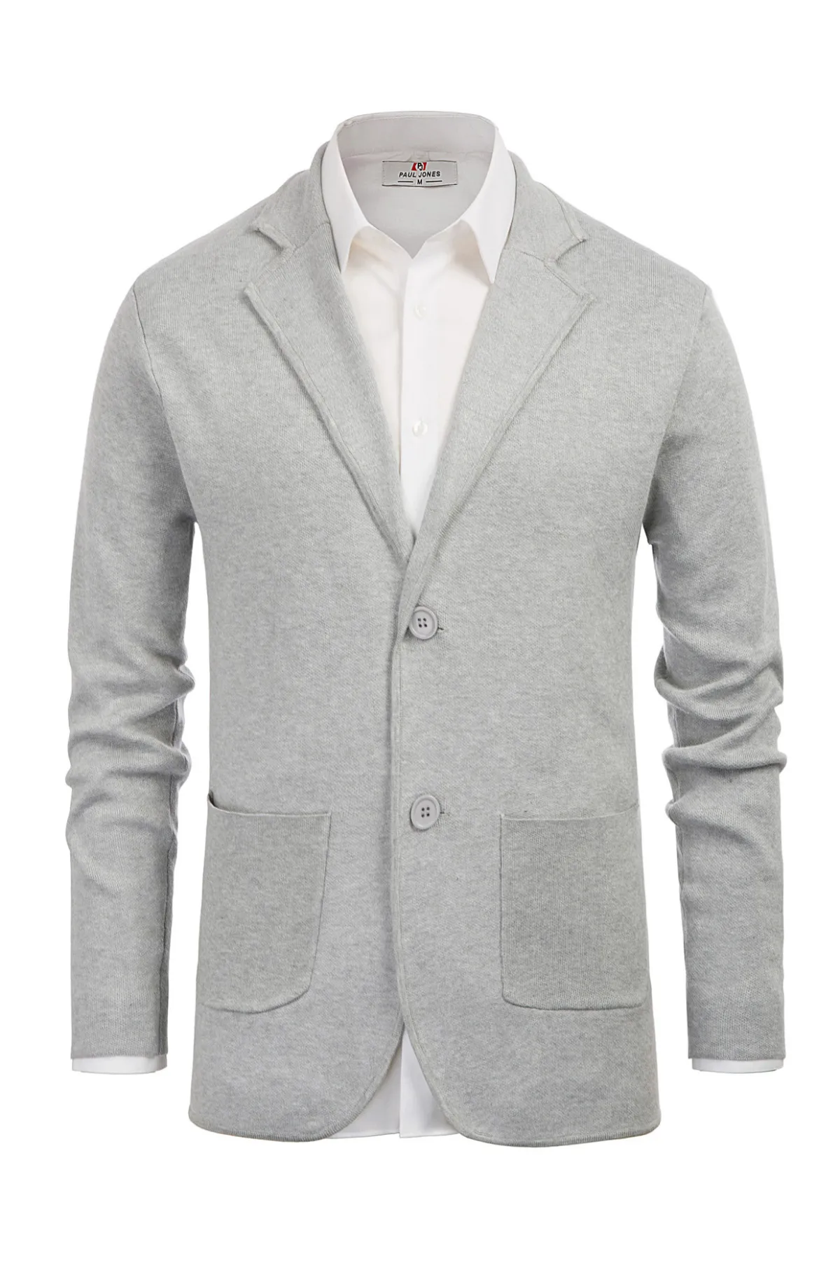 Men's Cardigan Sweater Shawl Collar Two Button Down Knit Blazer Jacket Knitwear