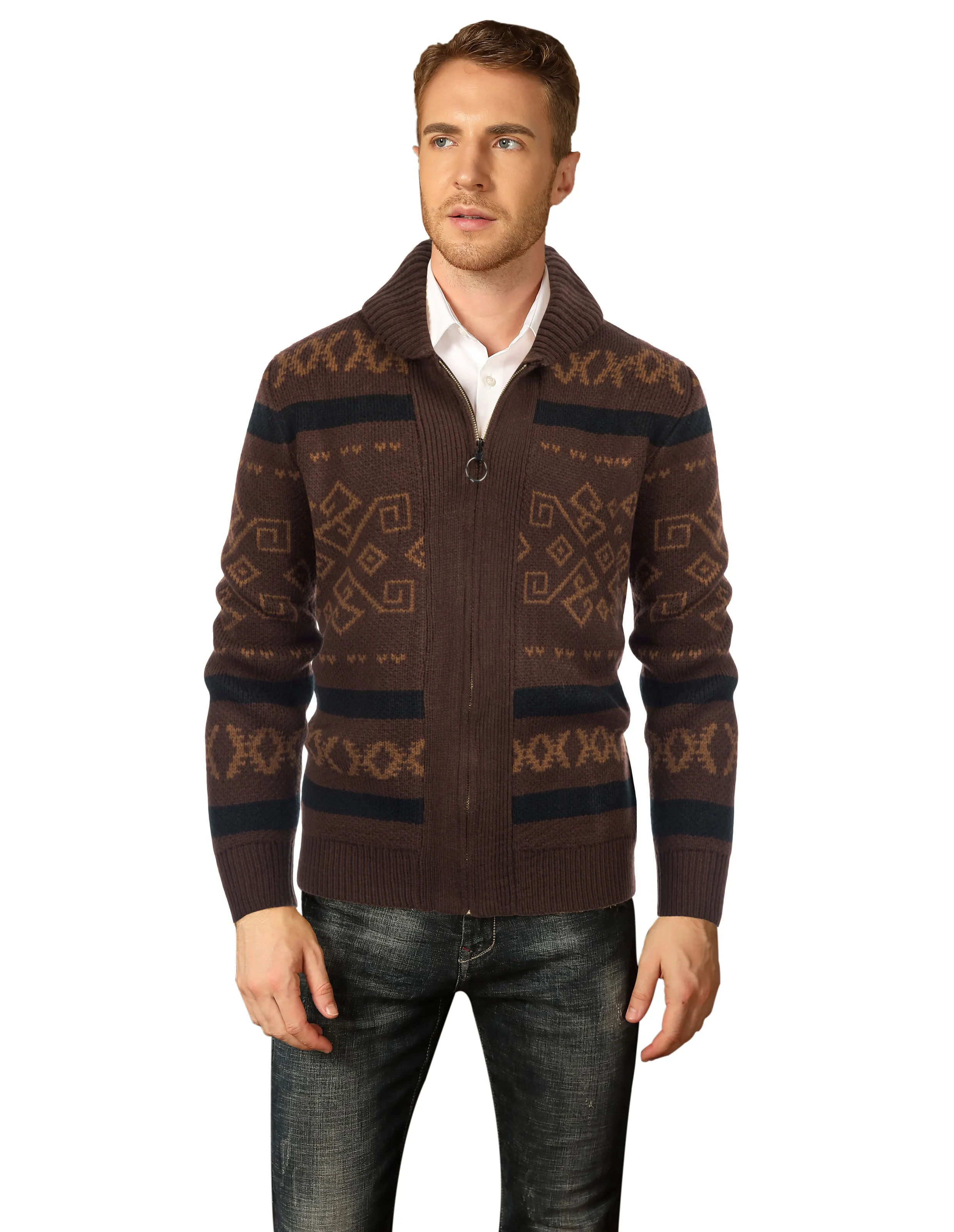 Men's Casual Curling Sweater Cardigans Button Down Knitted Sweater