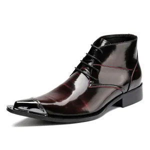 Mens Lace up Pointed High Top Boots