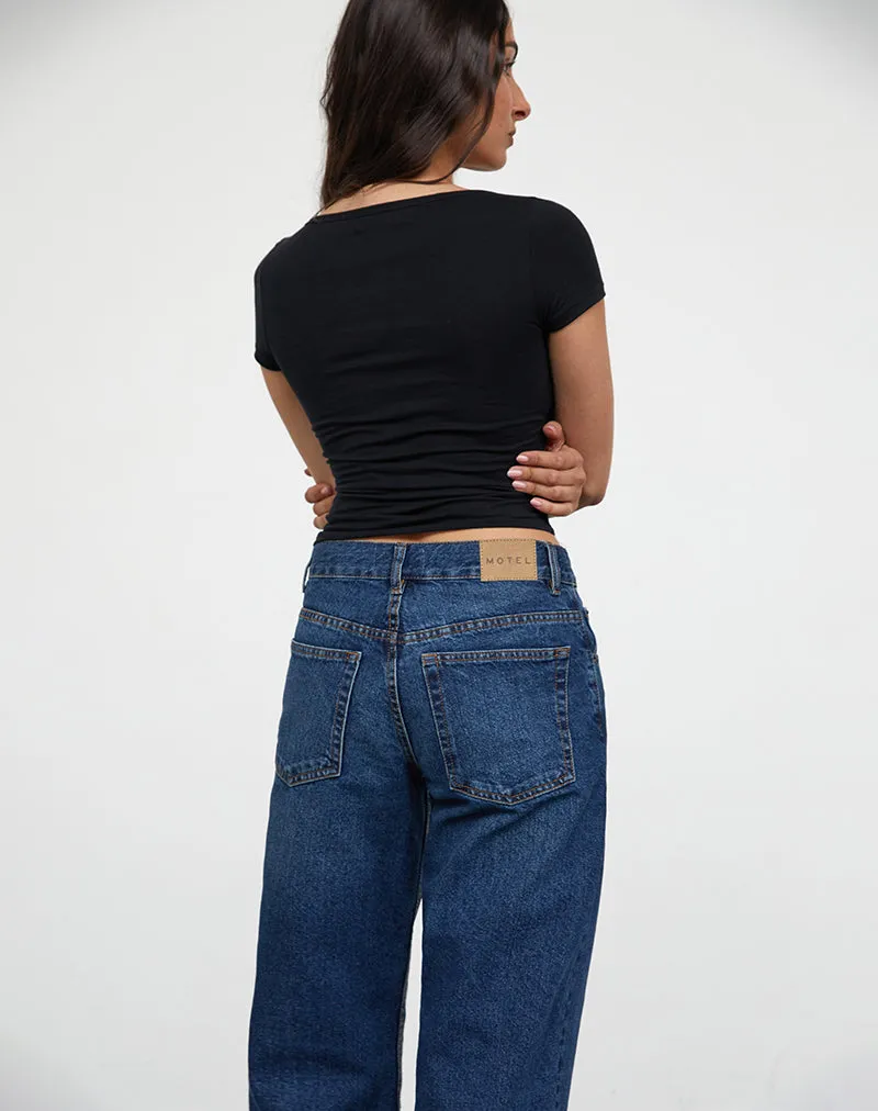 Mid Rise Awkward Parallel Jeans in Mid Blue Used