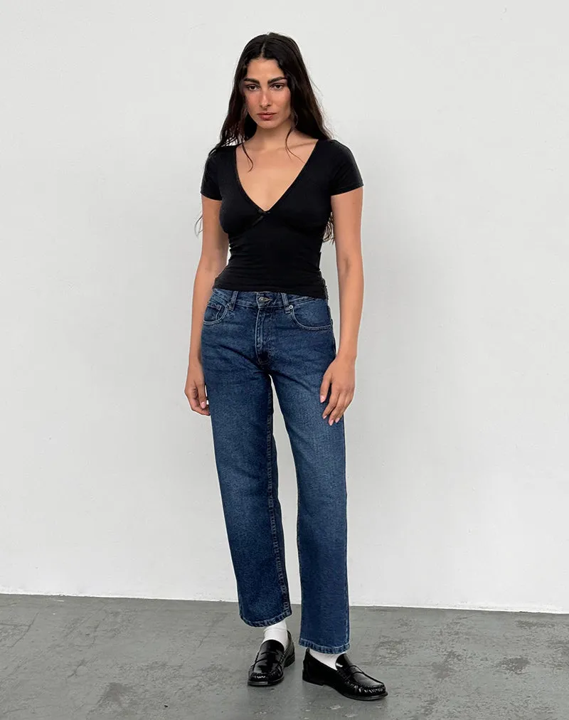 Mid Rise Awkward Parallel Jeans in Mid Blue Used