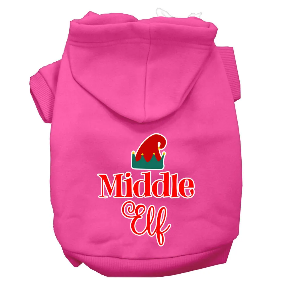 Middle Elf Screen Print Dog Hoodie Bright Pink Xl