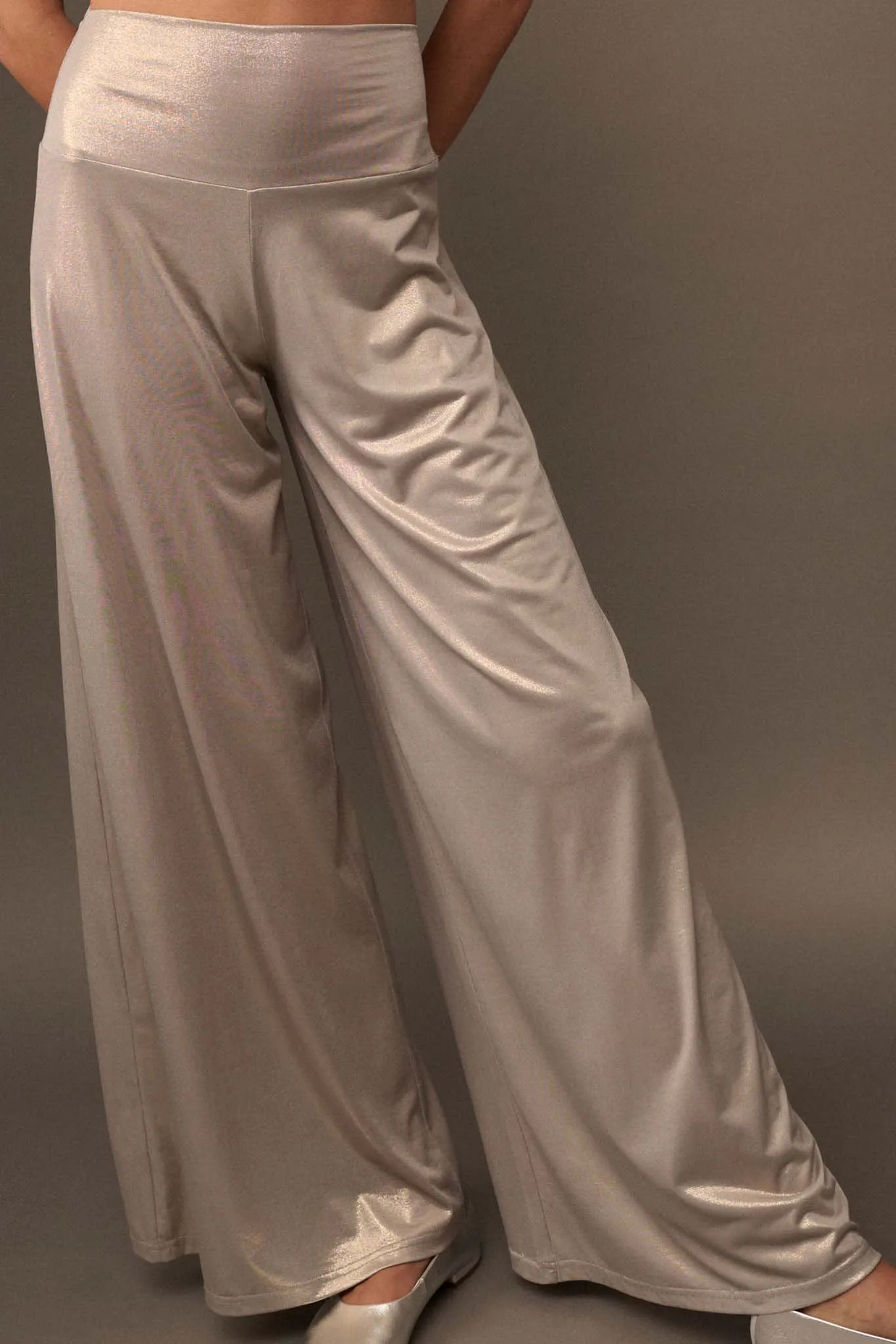 Mighty Real Shimmer Wide-Leg Palazzo Pants