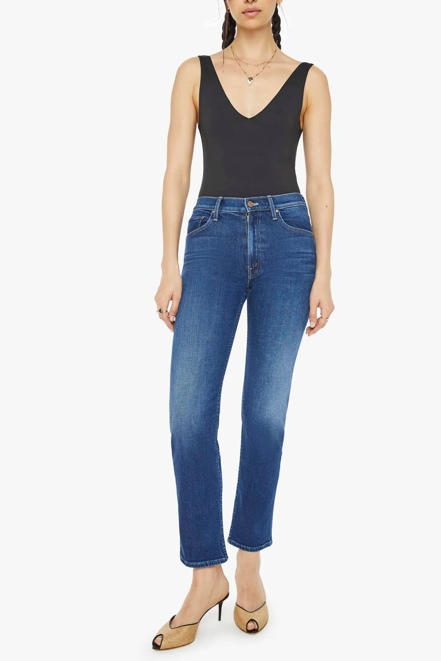 Mother Mid Rise Rider Flood Jeans