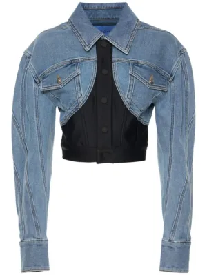 MUGLER   Stretch denim &amp; jersey jacket 