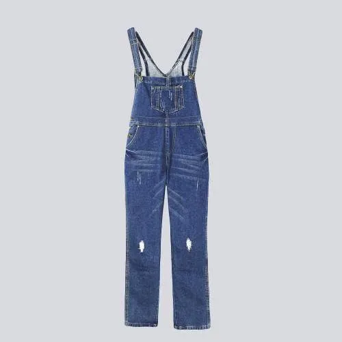 net red denim jumpsuit