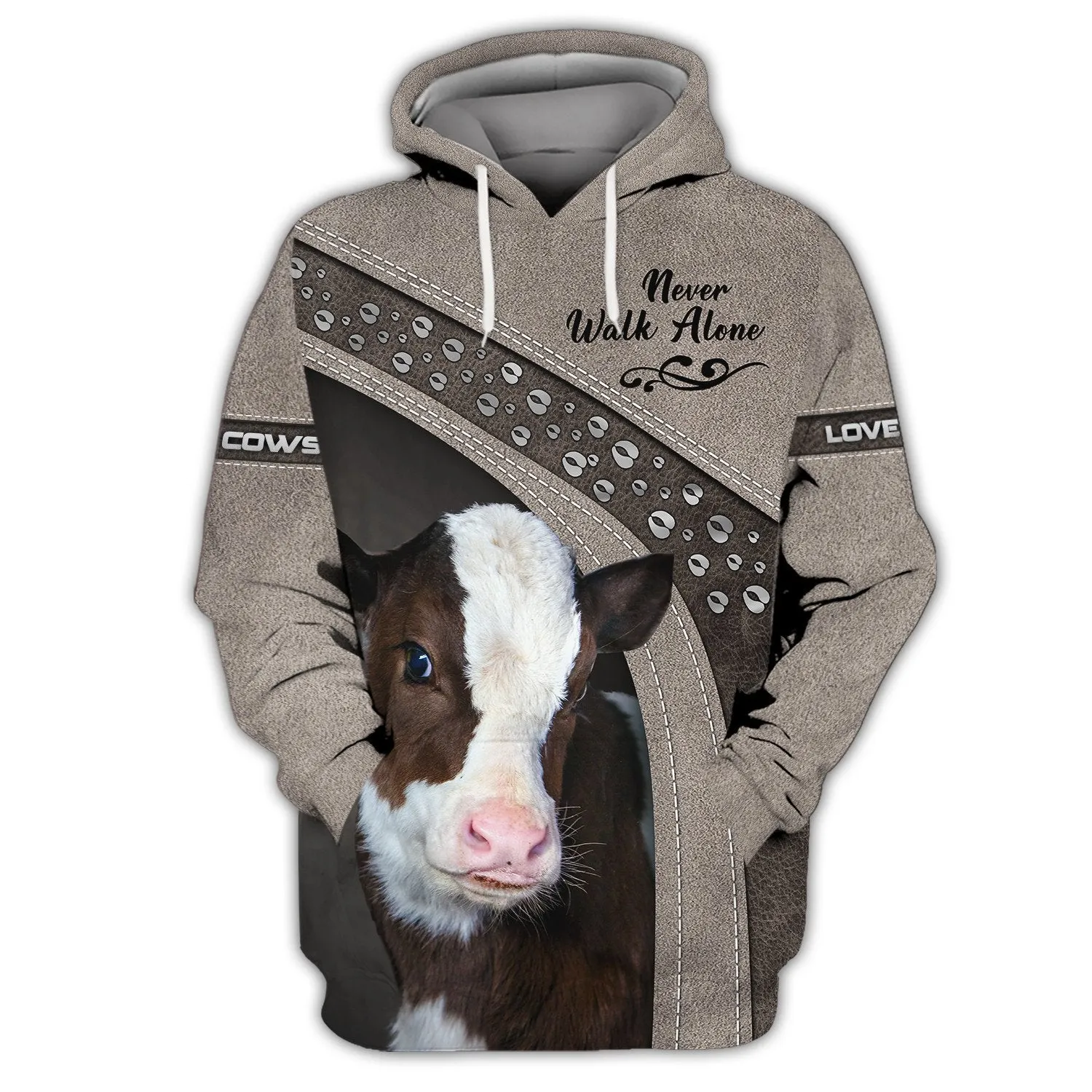 Never Walk Alone Love Cow 3D Full Printed Sweatshirt Zip Hoodie Christmas