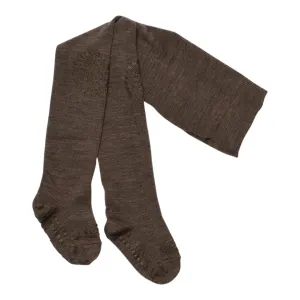 Non slip crawling tights with grip for babies and toddlers in Merino Wool - Chestnut