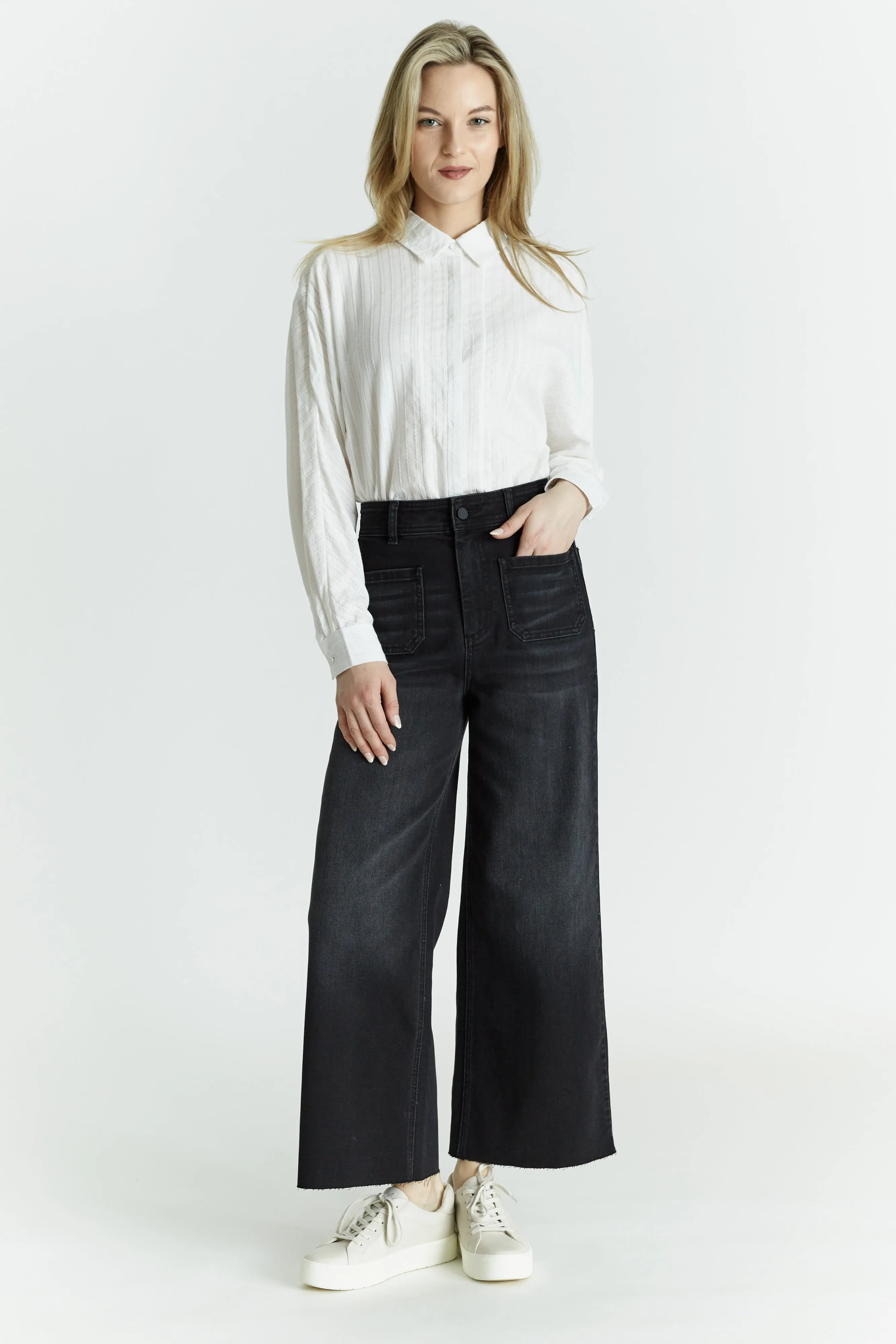 OAT High Rise Wide Leg Patch Pocket Jean