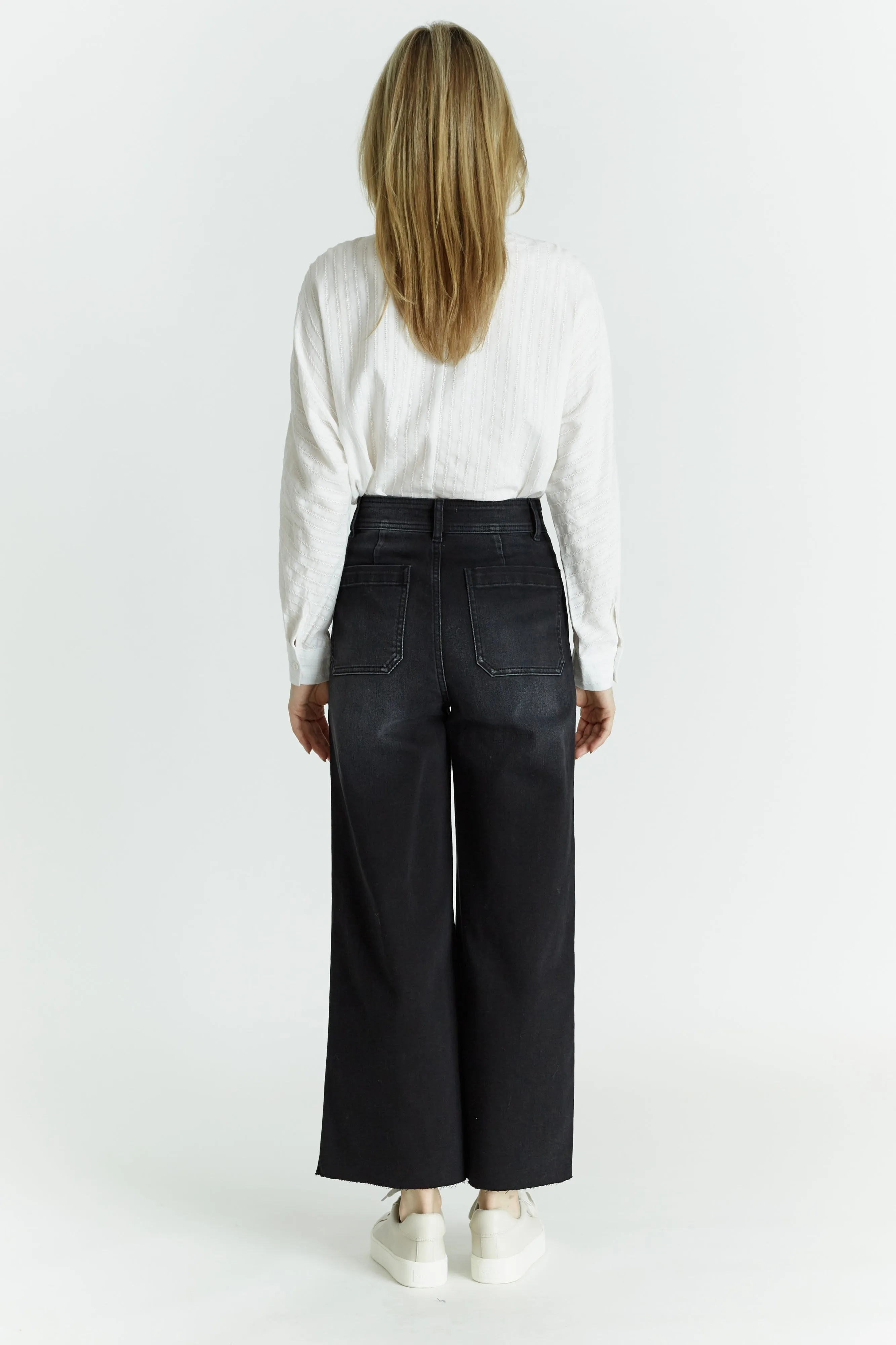 OAT High Rise Wide Leg Patch Pocket Jean