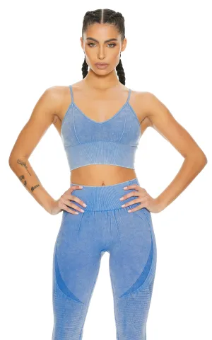 On Point Seamless Adjustable Strap Double Layer Bralette | Powerwash Med. Blue