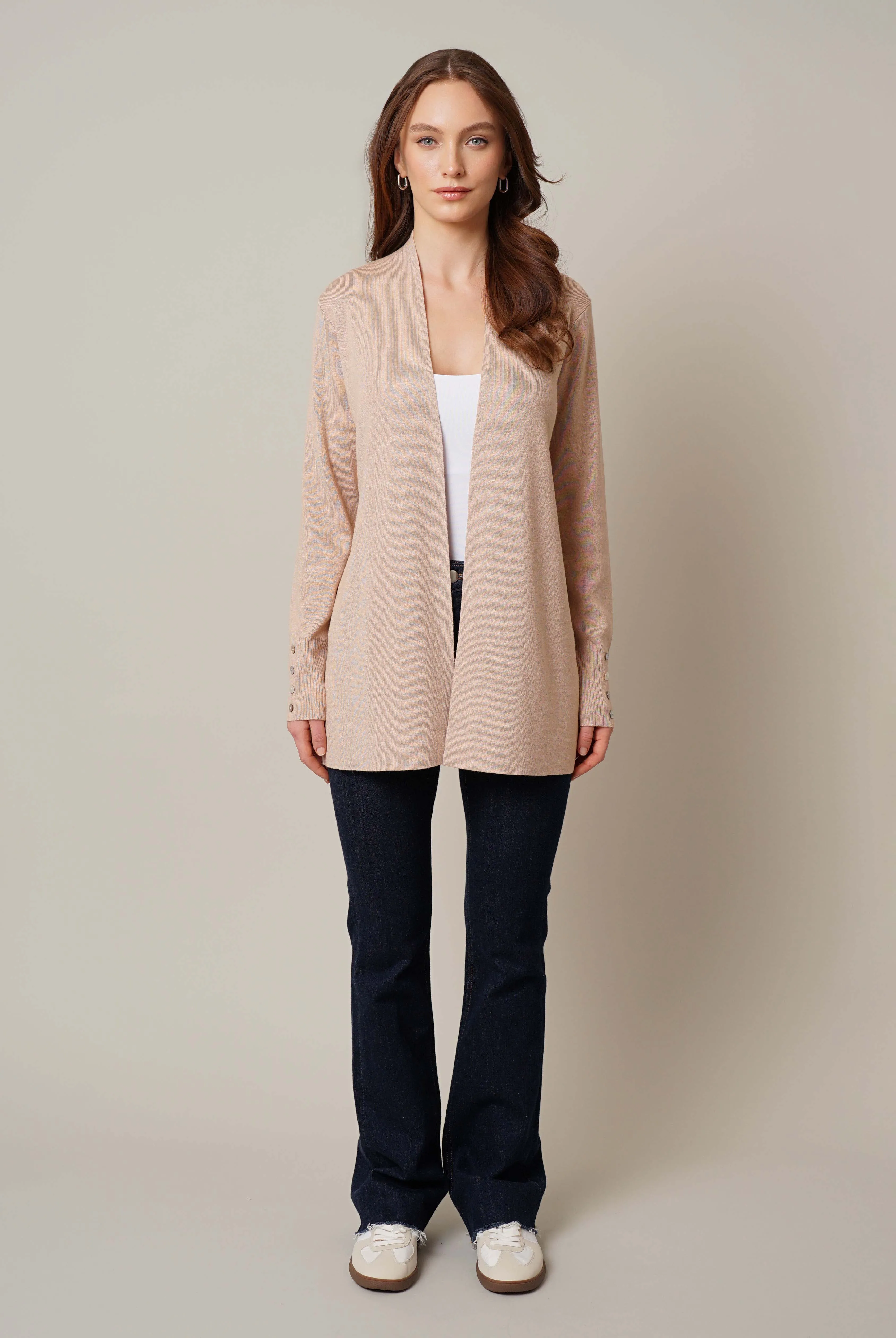 Open Cardigan with Shell Button