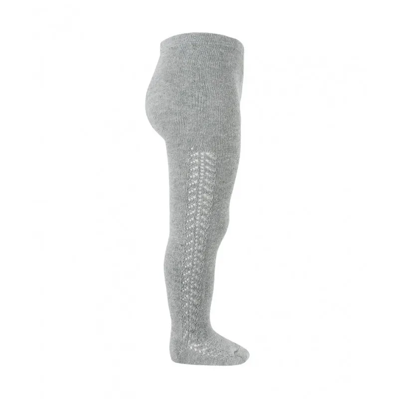 Openwork Side Warm Tights Light Grey